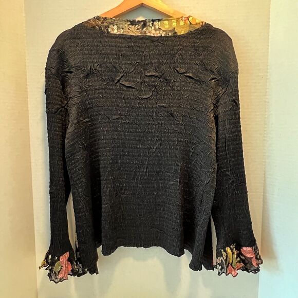Lillie Rubin Womens Cardigan Size XL Floral Crystal Sequin Long Sleeve Black - Picture 4 of 8